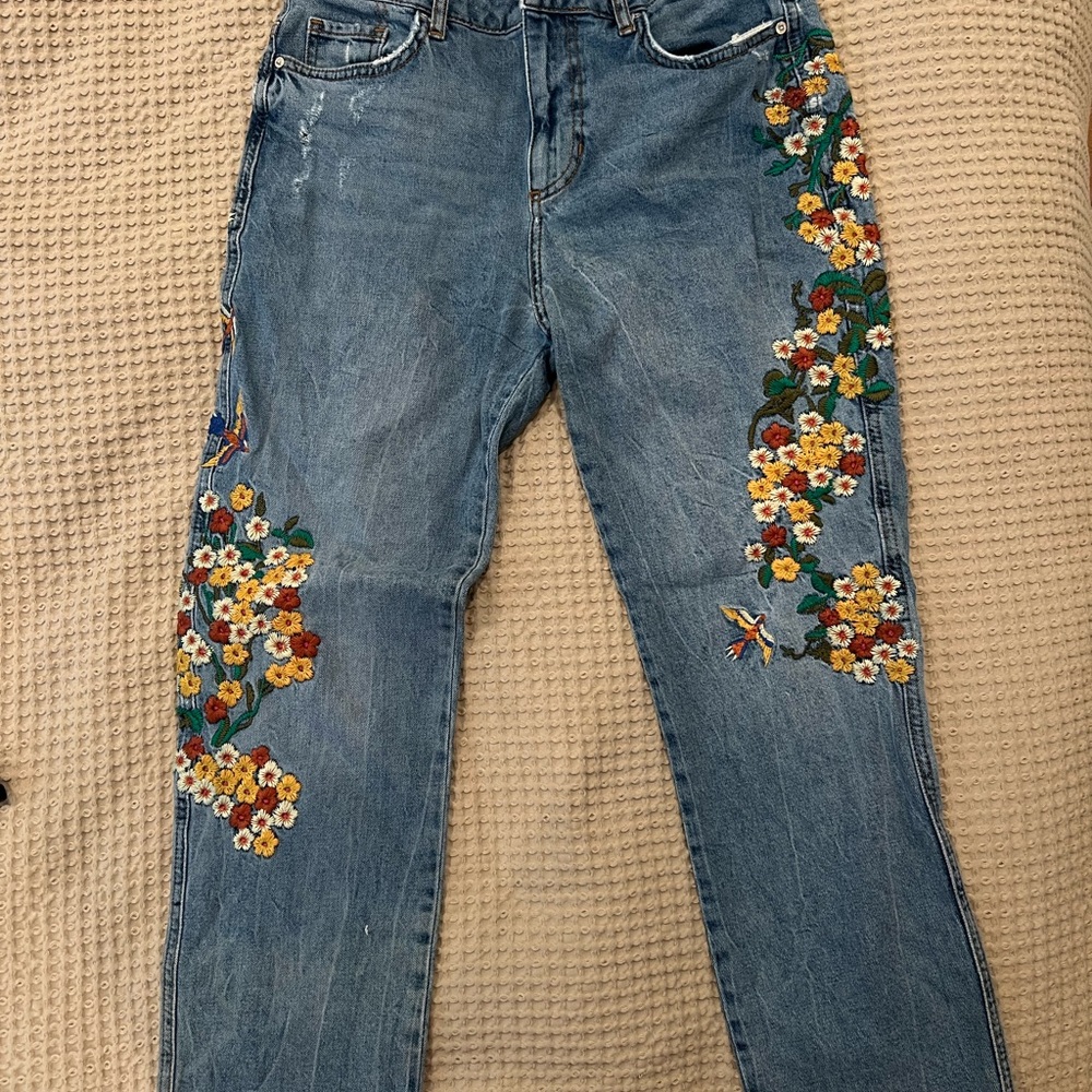 RARE Floral Embroidered FP JEANS